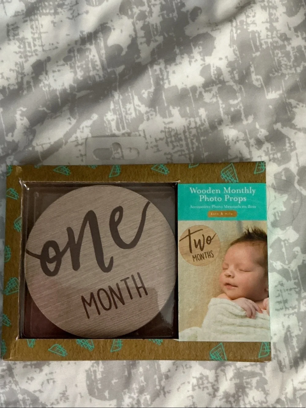 Kate & Milo Baby Monthly Milestone Marker Discs Wooden Monthly Photo Props - One